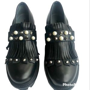 PATRIZIA BONFANTI Black Loafer/ pearls, 38 EU, Never worn